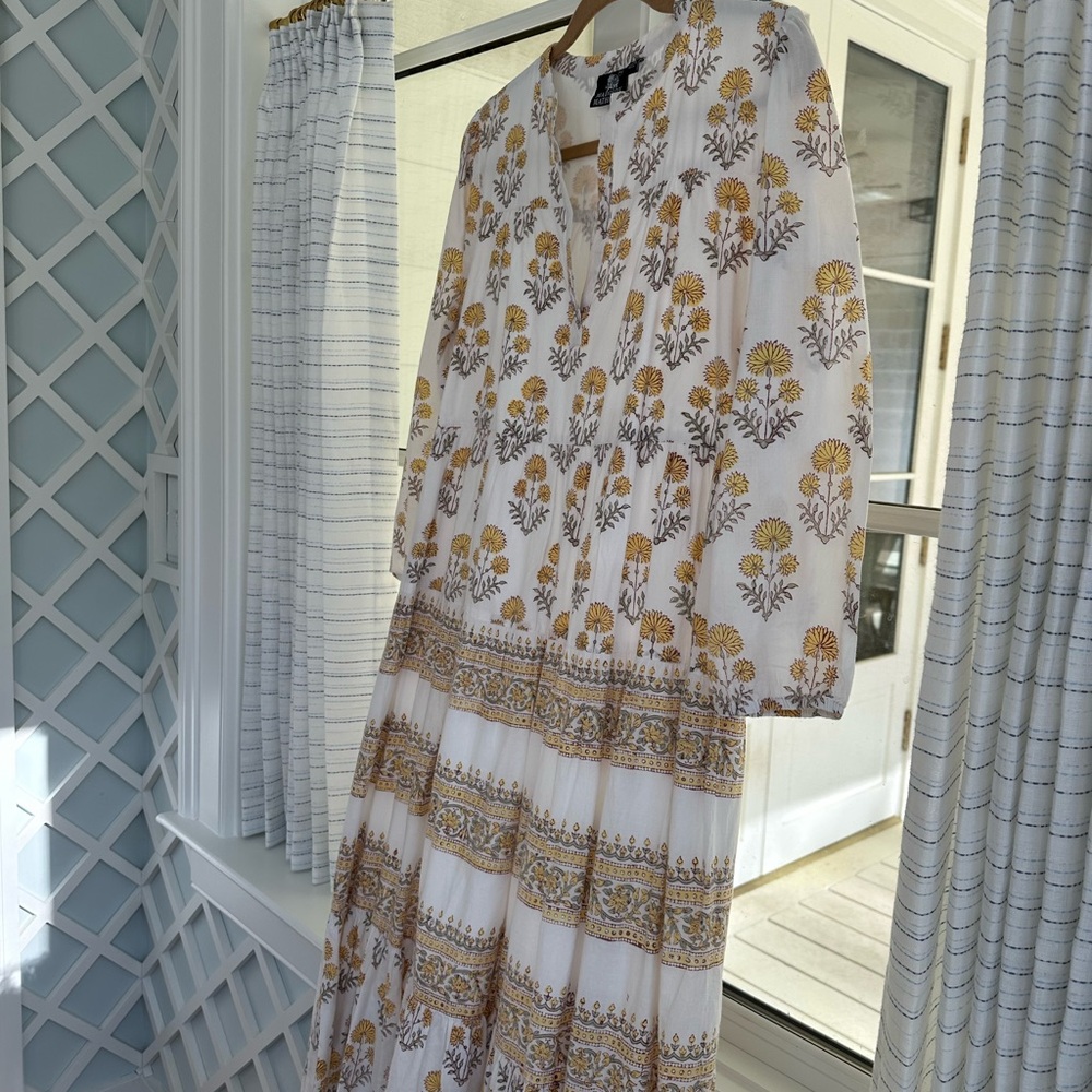 Floral Long Sleeve Dress - White and Yellow